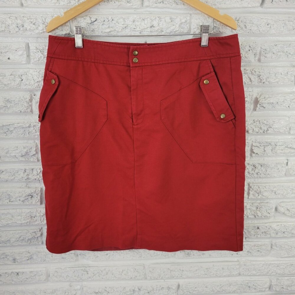 Worthington Rust Red Pencil Skirt 18 Plus Cotton Lined Straight Pocket RED25E‎